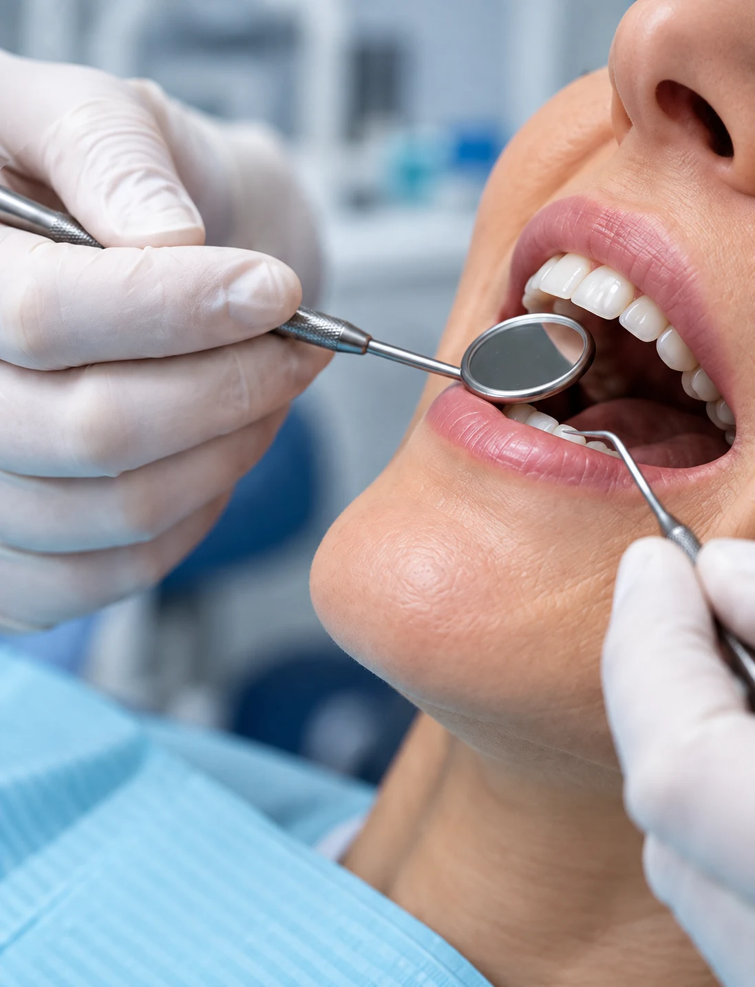 Illustrative photograph of a routine dental examination